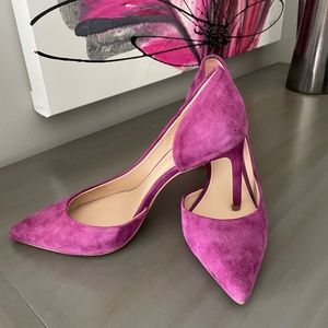 Purple suede heels, size 7